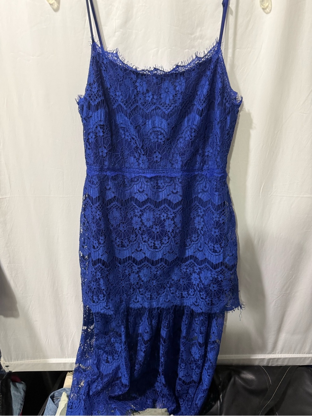 Lulu's Royal Blue Lace High-Low Maxi Dress